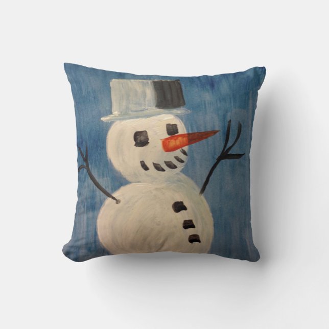 Cojín Decorativo Muñeco de nieve en azul (Anverso)