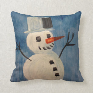 Cojín Decorativo Muñeco de nieve en azul