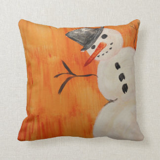 Cojín Decorativo Muñeco de nieve en el naranja