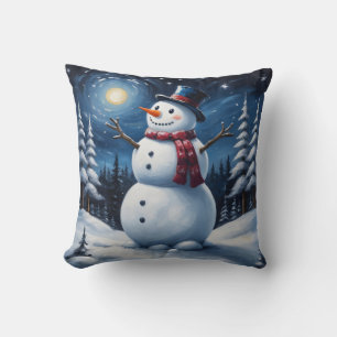 Cojín Decorativo Muñeco de nieve feliz de Navidad