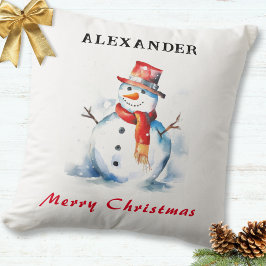 Cojín Decorativo Muñeco de Nieve Festivo Personalizado Navidades Fe