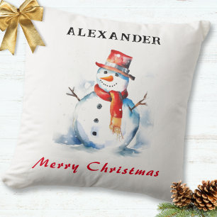 Cojín Decorativo Muñeco de Nieve Festivo Personalizado Navidades Fe