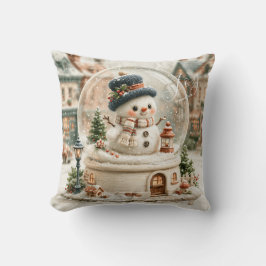 Cojín Decorativo Muñeco de nieve globo de nieve lindo