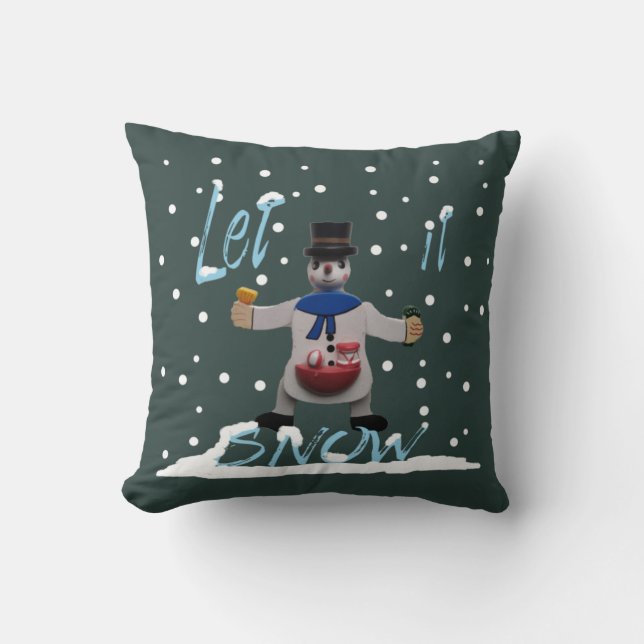 Cojín Decorativo muñeco de nieve graciosa sonriente (Anverso)