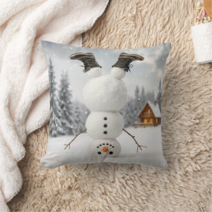 Cojín Decorativo Muñeco de nieve haciendo una parada de cabeza