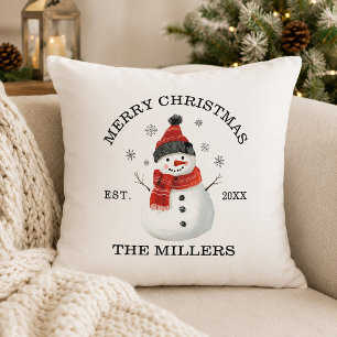 Cojín Decorativo Muñeco de Nieve Navideño Personalizado
