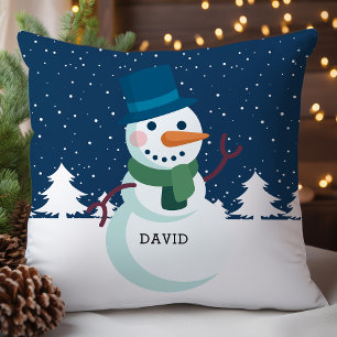 Cojín Decorativo Muñeco de nieve Papá Nombre Personalizado Navidad 