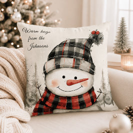 Cojín Decorativo Muñeco de nieve personalizado Navidad con apellido