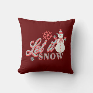 Cojín Decorativo Muñeco de nieve retro Deja que nieve Navidad