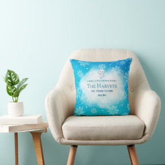 Cojín Decorativo Muñeco de Nieve Turquesa Personalizado Familia Div