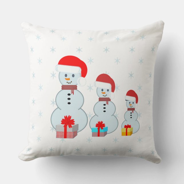 Cojín Decorativo Muñecos de nieve lindos (Anverso)