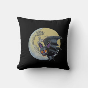 Cojín Decorativo Murciélago de Luna Llena de Halloween Borracho Div