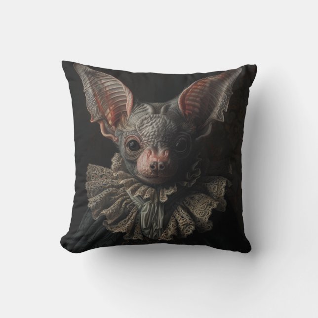Cojín Decorativo Murciélago Grande con Ropa Barroca (Anverso)