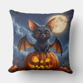 Cojín Decorativo Murciélago lindo Calabaza de Halloween Vibraciones