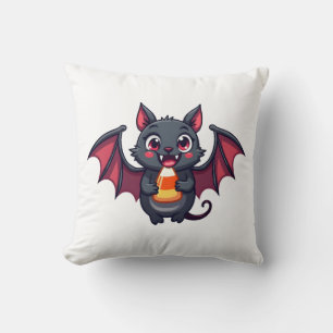 Cojín Decorativo Murciélago vampiro con dulces - Camiseta divertida