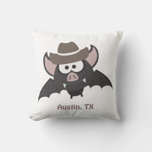 Cojín Decorativo Murciélago vaquero de dibujos animados de Austin T