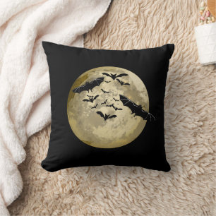 Cojín Decorativo Murciélagos de la Cosecha de Halloween en Luna Lle