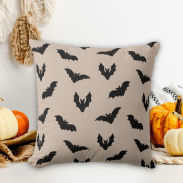 Cojín Decorativo Murciélagos Espeluznantes Negros Taupe Halloween V