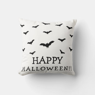 Cojín Decorativo Murciélagos Negros & Halloween Chic Lindo Blanco