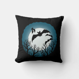 Cojín Decorativo Murciélagos y árboles contra la luna