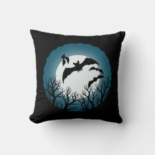 Cojín Decorativo Murciélagos y árboles contra la luna