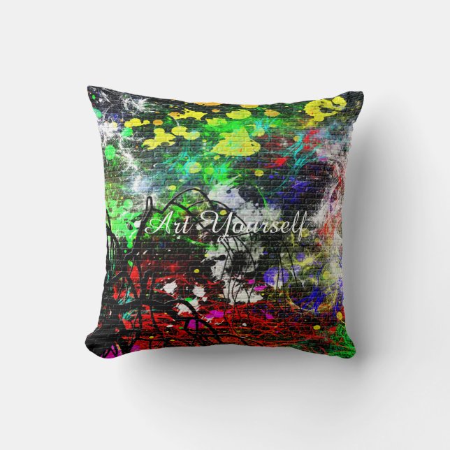 Cojín Decorativo Muro de ladrillo del graffiti (Anverso)