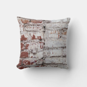 Cojín Decorativo Muro de ladrillo pintado antiguo con pintura blanc