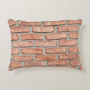 Cojín Decorativo Muro de ladrillo rojo por la mañana