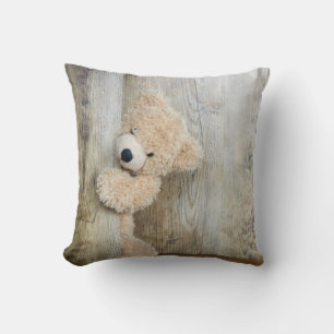 Cojín Decorativo Muro De Madera Rústica De Oso Cutáneo Con Oso