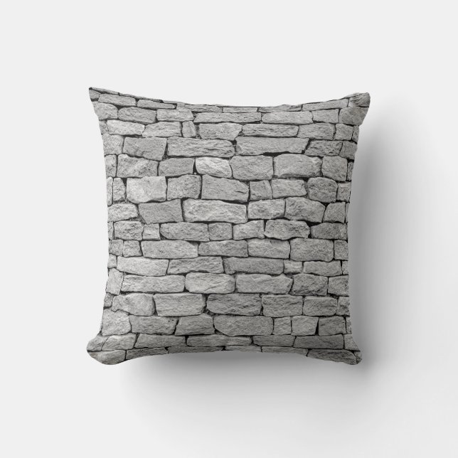 Cojín Decorativo Muro de piedra gris, fondo abstracto. (Anverso)