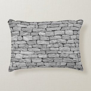 Cojín Decorativo Muro de piedra gris, fondo abstracto.