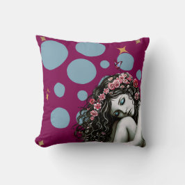 Cojín Decorativo Musa floral de la corona - Retrato caprichoso de l