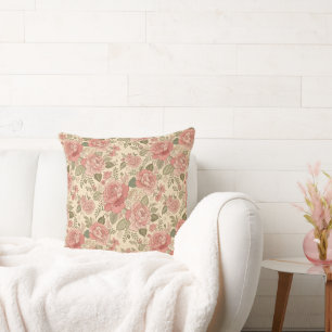 Cojín Decorativo Musa Floral Polvorienta - Estilo Batik Rosa Polvo