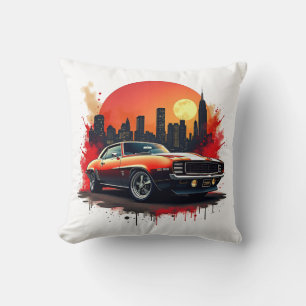 Cojín Decorativo Músculo Rojo del Coche con Acento del Horizonte Ur