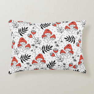 Cojín Decorativo Mushroom fungi seamless vintage repeat pattern. Li