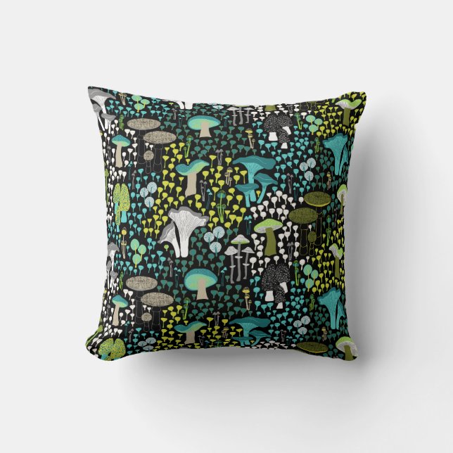 Cojín Decorativo Mushroom retro verde azulado (Anverso)
