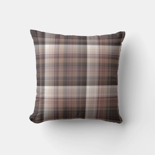 Cojín Decorativo Mushrooms Rustic Brown Plaid (Anverso)