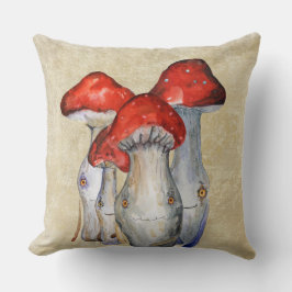 Cojín Decorativo Mushrooms Watercolor Fly Agarics Funny