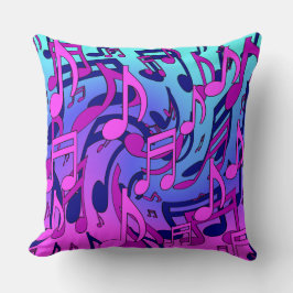 Cojín Decorativo Music Notes Lively Pink Blue Purple Aqua Pattern