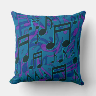 Cojín Decorativo Music Notes Musical Pattern Blue Green Purple