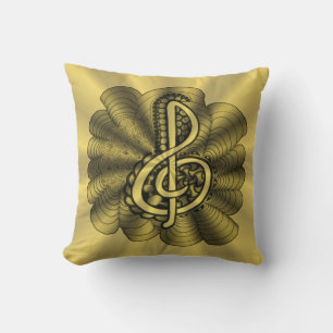 Cojín Decorativo Music Treble Clef Gold Personalizado