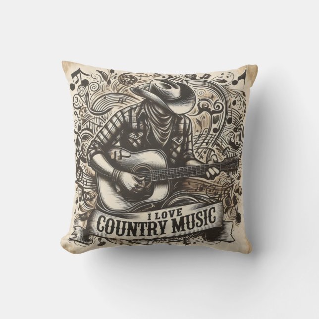 Cojín Decorativo música country. (Anverso)