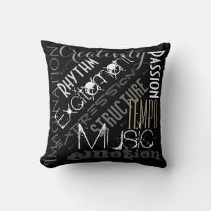 Cojín Decorativo Música de inspiración personalizada negra, blanca,