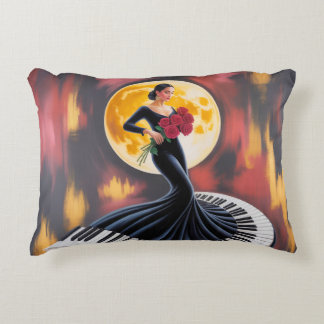 Cojín Decorativo Música de Piano Elegante Diseño Artístico Femenino