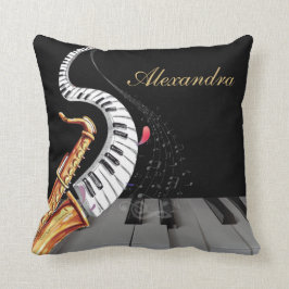 Cojín Decorativo Música de piano saxofón personalizada de lujo