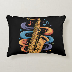 Cojín Decorativo Música de Saxofón Colorida Flujo Jazz Instrumento