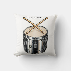 Cojín Decorativo Música de Timbale Drum y Percusión de Palos Cruzad