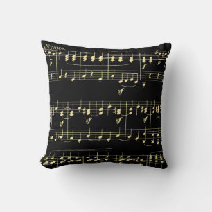 Cojín Decorativo Música dorada en negro