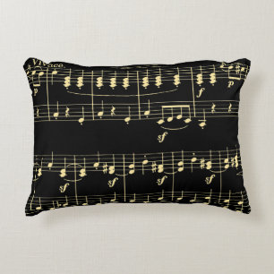 Cojín Decorativo Música dorada en negro