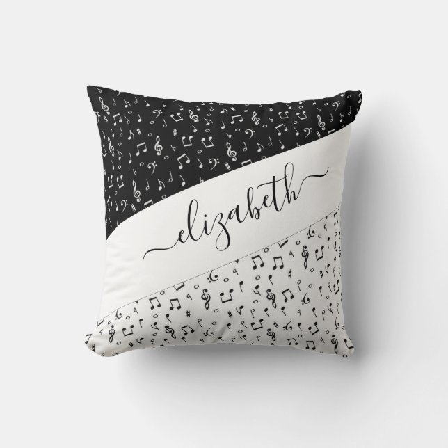 Cojín Decorativo Música en blanco y negro personalizada (Anverso)
